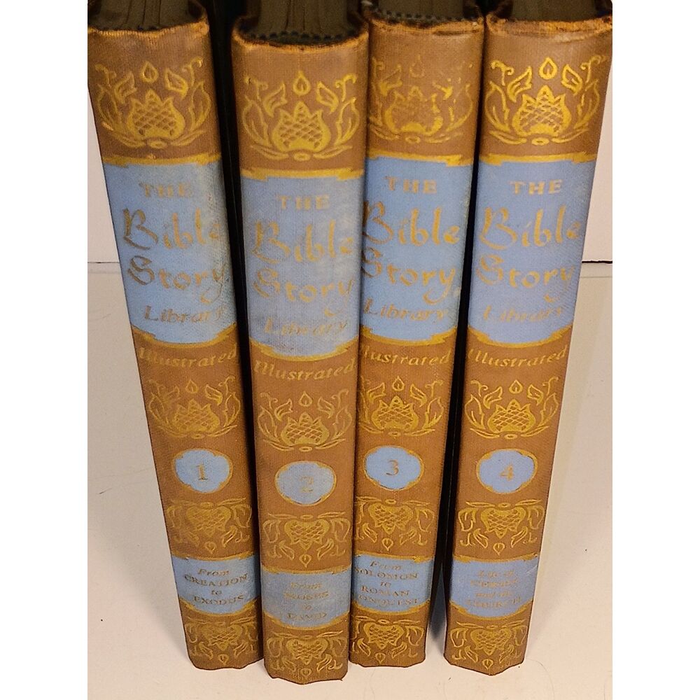 VTG 1950s The Bible Story Library Complete 4 Volume Set Illustrated Hardcover